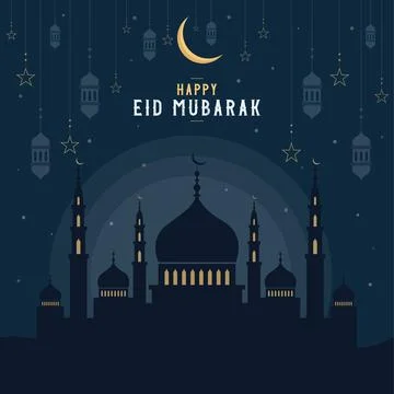 Abstract religious Happy Eid Mubarak Islamic vector illustration Stock Illustration