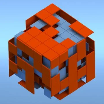 Abstract render cube. Illustrazione stock