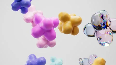 Abstract render motion design wallpaper with 3D colorful plastic soft shape.. Stock Footage 308723754