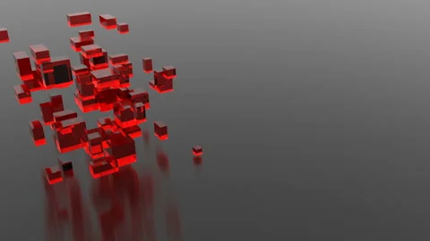 Abstract render, rotating cubes, modern animation, geometric background, motion Stock Footage 114752182