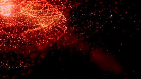 Abstract Rendered Loop Particles Shiny Orange Flames On Dark Background. Stock Footage 247494759