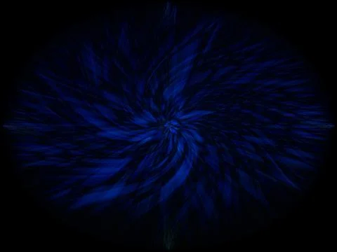 Abstract rendering in a blue flower illusive shape on black background Illustrazione stock