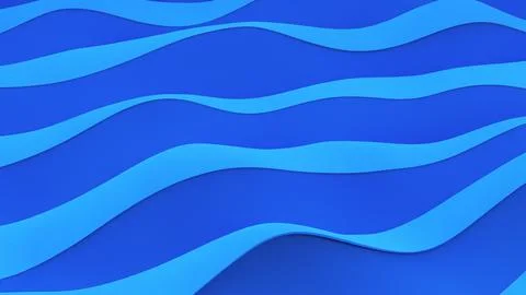 Abstract rendering of blue wavy surface. Decorative background turquoise waves Stock Illustration