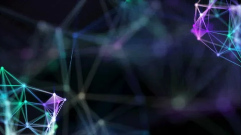 Abstract rendering of chaotic plexus structure neon lines. Modern motion graphic Stock-Footage 115068635