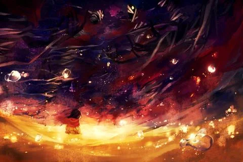 Abstract rendering illustration of man fighting a sandy storm Stock Illustration