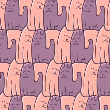 Abstract repeat pattern cats dogs romantic Stock Illustration