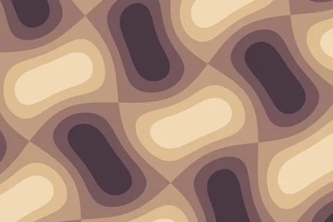 An abstract repeating composition of rounded dark plum and cream forms over.. Stock Illustration