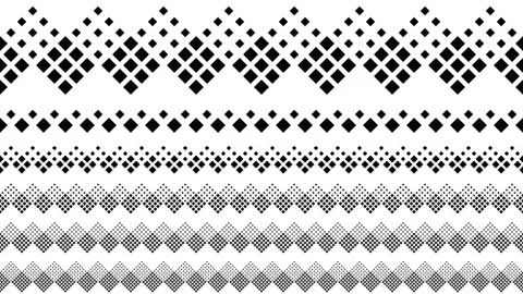 Abstract repeating diagonal square pattern separator line set イラスト素材