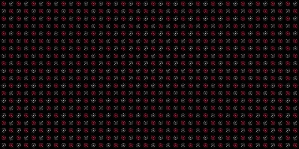 Abstract repeating pattern of circular stars on black background. イラスト素材