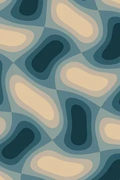 An abstract repeating pattern combines rounded layered forms in teal, muted.. イラスト素材
