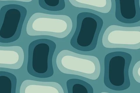 An abstract repeating pattern of layered rounded forms in teal, blue-green,.. イラスト素材