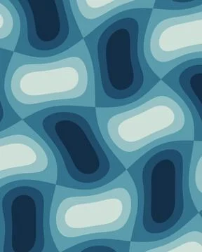 An abstract repeating pattern of rounded forms in teal, navy, blue, and pal.. イラスト素材