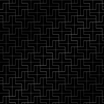 Abstract repeating plus pattern silver color geometric on black background. Stock Illustration