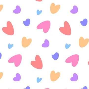 Abstract repeating vector romantic pattern with hand drawn pastel colored h.. Illustrazione stock