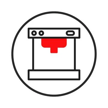 Abstract representation of a 3d printing machine encircled evoking innovati.. Stock Illustration