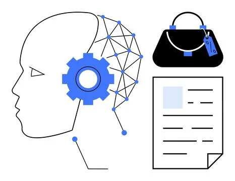 Abstract Representation of AI Integration in Personal and Professional Life Illustrazione stock