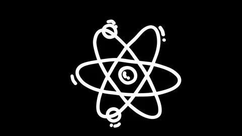 Abstract representation of an atom on a black background, symbolizing scien.. Stock Footage 319588372