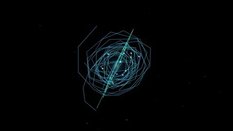 Abstract representation of atomic structure with orbiting particles and glo.. Stock Footage 345055985