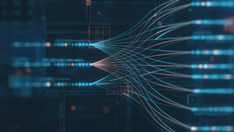 Abstract representation of big data processing and digital network connections. Stock Footage 313613558