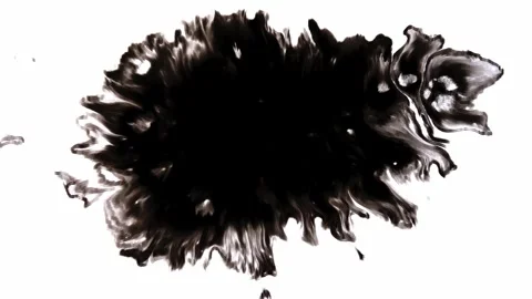 An Abstract Representation of a Black Ink Blot Beautifully Set Against a Pure Stock Footage 303703481