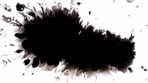 An abstract representation of a black ink splash on an artistic white background Stock Footage 303703543