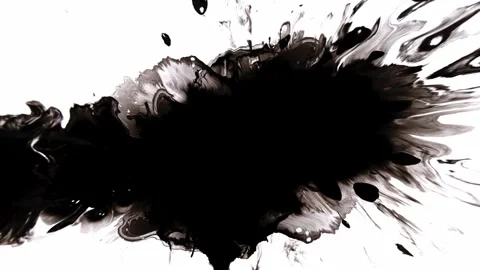 An Abstract Representation of Black Ink Splashes on a Crisp White Background Stock Footage 310544521