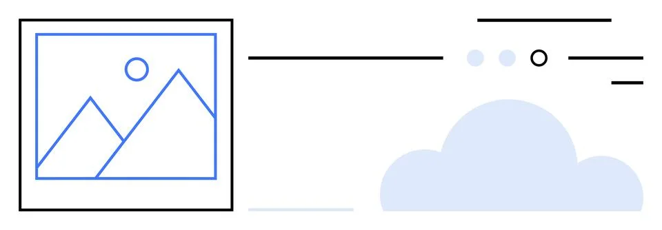 Abstract representation of cloud storage with image icon and loading bars Stock Illustration