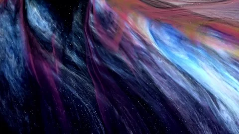 Abstract Representation of Colorful Cosmic Waves Flowing Gracefully through Stock Footage 303608418