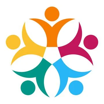 Abstract Representation of Community and Cooperation in Colorful Silhouettes Stock Illustration