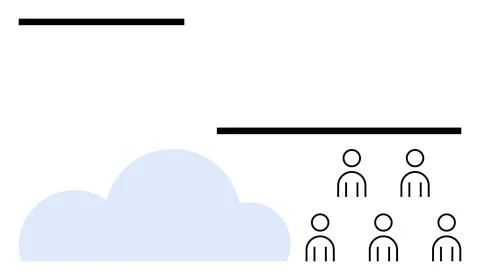 Abstract Representation of Connectivity Between People and Cloud with Commu.. Stock Illustration