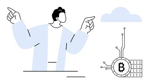 Abstract Representation of Cryptocurrency and Cloud Computing Concepts Stock Illustration