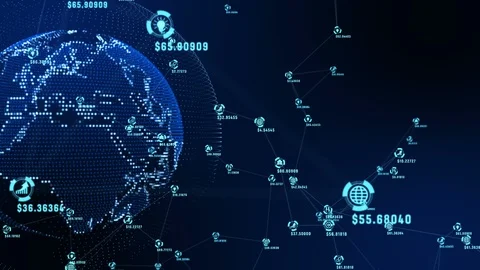 Abstract Representation of Data and Connection Paths Networks Marketing. Eart Stock Footage 102229497
