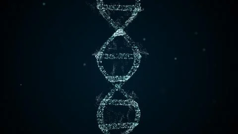 Abstract representation of digital binary DNA molecule over space darkness. Stockillustratie