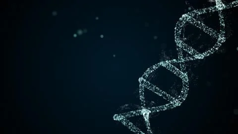 Abstract representation of digital binary DNA molecule over space darkness. Stock Illustration