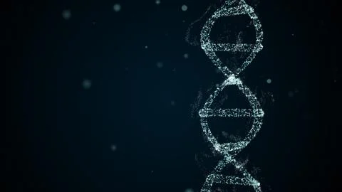 Abstract representation of digital binary DNA molecule over space darkness. Stock Illustration