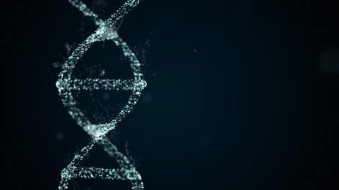 Abstract representation of digital binary DNA molecule over space darkness. Stockillustratie