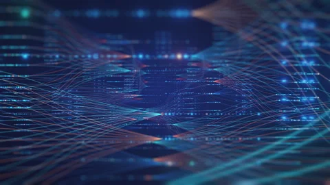 Abstract representation of digital data flow and network connections in a Stock Footage 313613882