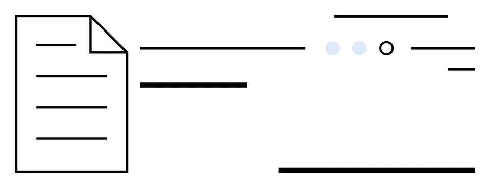 Abstract representation of a document with straight lines, circles, and minim Stock Illustration