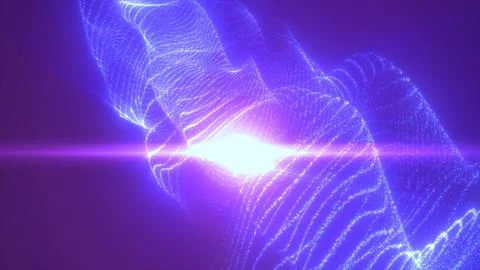 An abstract representation of energy waves in vibrant purple and blue hues cr 库存插图