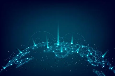 Abstract representation of glowing global network with interconnected points Stock Illustration