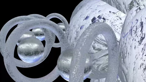 Abstract representation of intertwined shapes and spheres creating a mesmer.. Stock Footage 313819168