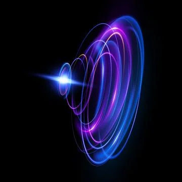 Abstract representation of light waves and circular patterns created in a Illustrazione stock