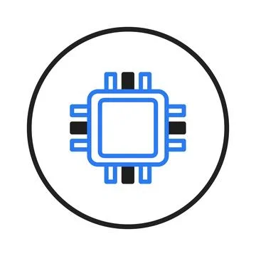 Abstract representation of a microchip inside a circle symbolizing technolo.. Illustrazione stock