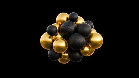 An Abstract Representation of Molecular Structure Featuring Gold and Black 스톡 일러스트