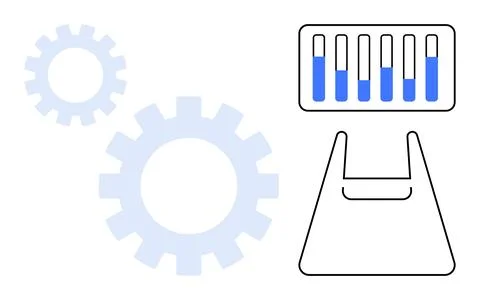 Abstract Representation of Progress Bar and Gears in Minimalist Flat Style .. Stockillustratie