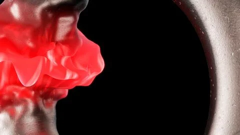 Abstract Representation of a Red Fluid Formation Set Against a Profoundly Dark Иллюстрация