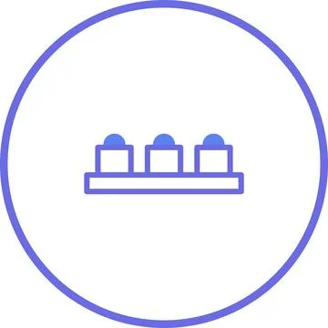 Abstract representation of three objects arranged on a platform minimalist .. Stock Illustration