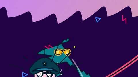 Abstract Retro 2D Cartoon Animation With Quirky Bird And Cop Stock Footage 341396565
