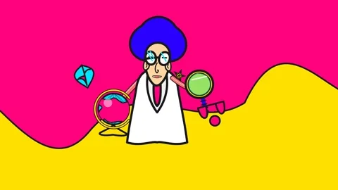 Abstract Retro 2D Cartoon Animation Of A Quirky Scientist Stock Footage 341397034