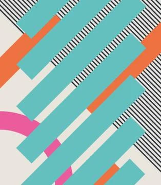 Abstract retro 80s background with geometric shapes and pattern. Material design Stock Illustration